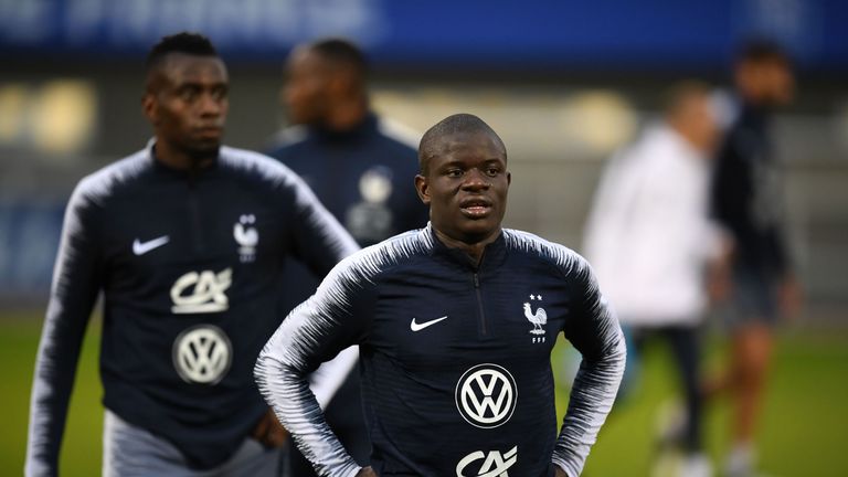 N&#39;Golo Kante trains with the France side ahead of their European Qualifier against Iceland