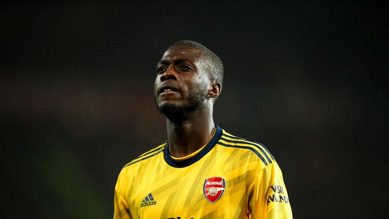 Nicolas Pepe during Manchester United vs Arsenal at Old Trafford