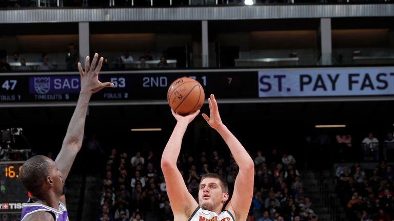 Nikola Jokic of the Denver Nuggets shoots the ball against the Sacramento Kings