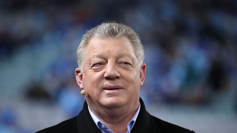 SYDNEY, AUSTRALIA - JULY 10: Phil Gould smiles during a tv broadcast before game three of the 2019 State of Origin series between the New South Wales Blues and the Queensland Maroons at ANZ Stadium on July 10, 2019 in Sydney, Australia. (Photo by Mark Metcalfe/Getty Images)