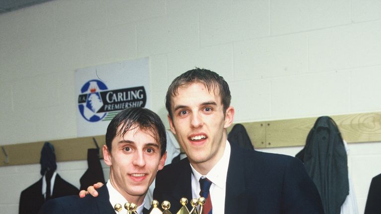 Gary and Phil won their first Premier League title as part of Man Utd's double-winning team in 1995/96
