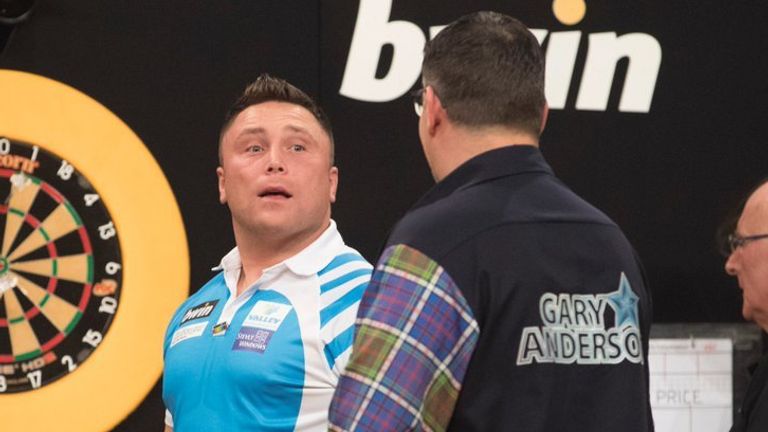 Gerwyn Price and Gary Anderson in the Grand Slam of Darts final