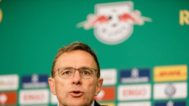 BERLIN, GERMANY - MAY 25: Coach Ralf Rangnick of RB Leipzig is seen during a press conference after the DFB Cup final between RB Leipzig and Bayern Muenchen at Olympiastadion on May 25, 2019 in Berlin, Germany. (Photo by Reinaldo Coddou H./Bongarts/Getty Images) *** Local Caption *** Ralf Rangnick