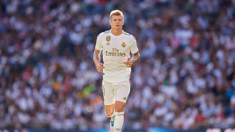 Toni Kroos looks on during the Liga match between Real Madrid and Granada