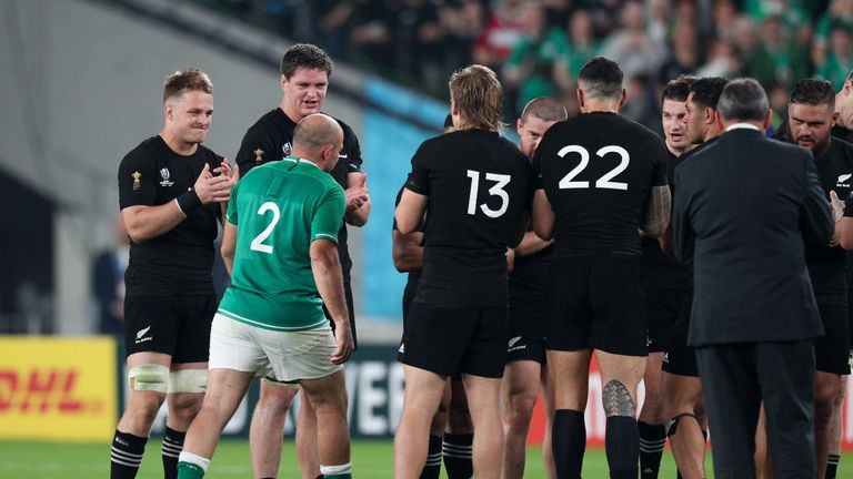 The retiring Irishman was clapped off the field by both the All Blacks and his own teammates