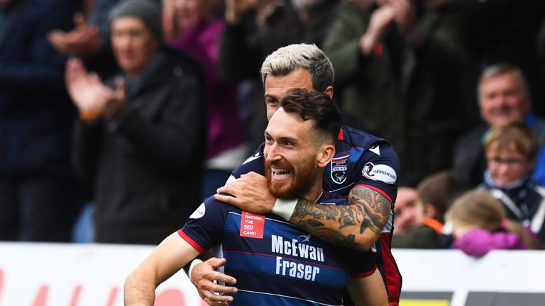 Ross County's Joe Chalmers celebrates his goal during the Ladbrokes Premiership match between Ross County and St Johnstone at the Global Energy Stadium