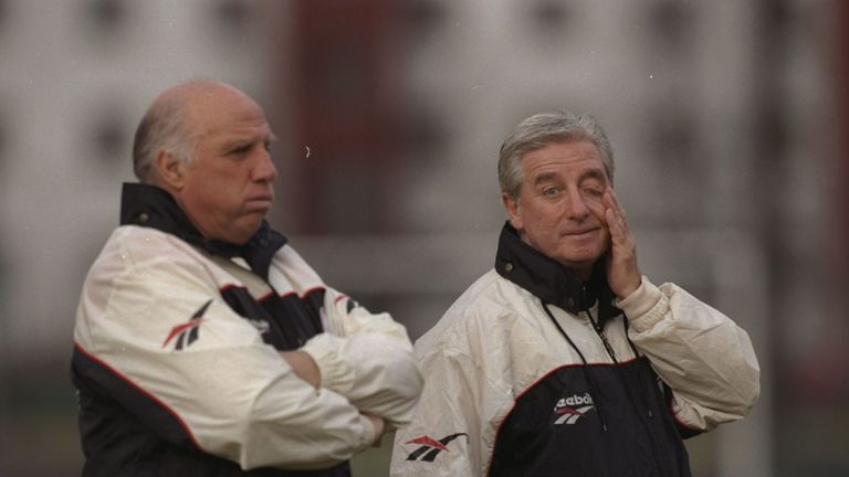 Roy Evans with fellow Bootroom stalwart Ronnie Moran