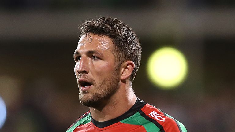 Sam Burgess of the Rabbitohs looks on during the NRL Semi Final match between the South Sydney Rabbitohs and the Manly Sea Eagles at ANZ Stadium on September 20, 2019 in Sydney, Australia. 