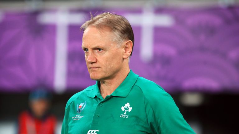 Joe Schmidt looks on after Ireland's defeat to New Zealand in the Rugby World Cup quarter-finals.