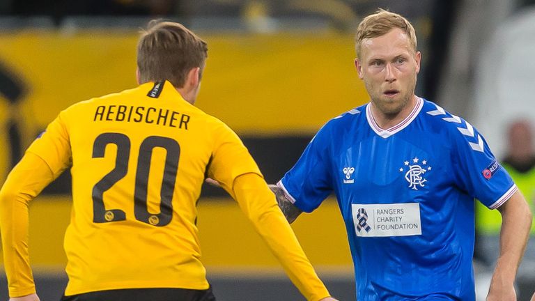 Scott Arfield of Rangers in action versus BSC Young Boys 