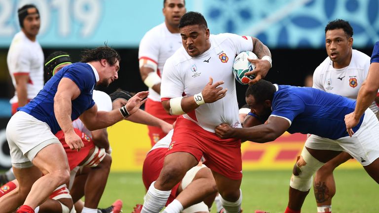 Siegfried Fisi'ihoi carries strongly for Tonga