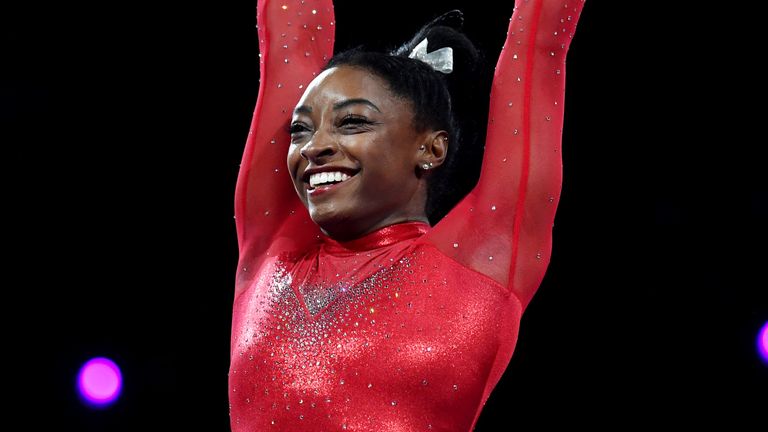 Simone Biles competes at the World Gymnastics Championships