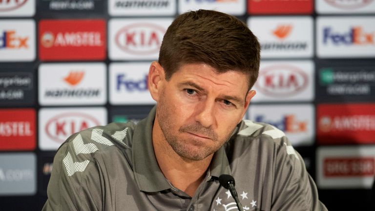 Rangers Manager Steven Gerrard during a media session ahead of their Europa League game with Young Boys Bern