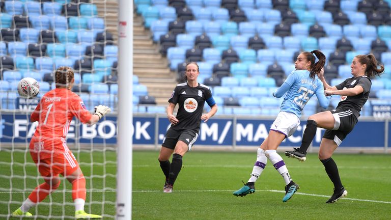 Tessa Wullaert fires in City's second during a comfortable victory over Birmingham