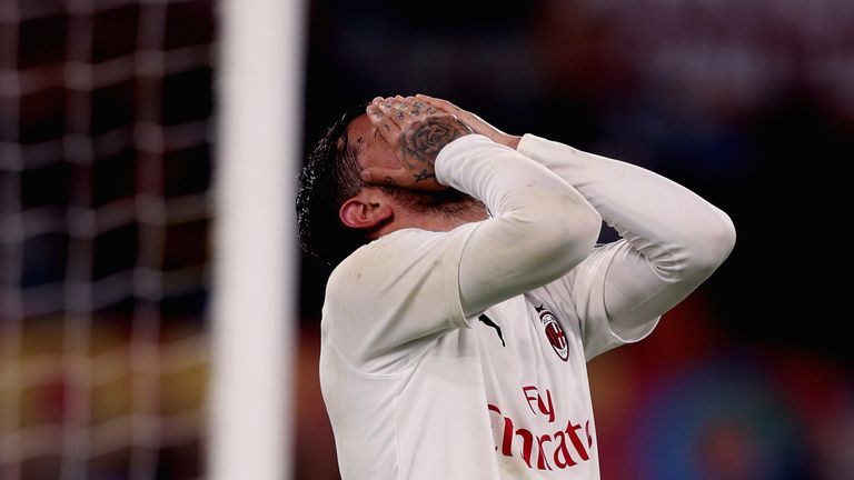 Theo Hernandez could not stop AC Milan losing 2-1 at Roma