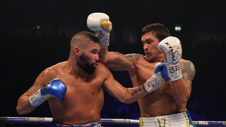  during the WBC, WBA, WBO, IBF & Ring Magazine World Cruiserweight Title Fight between Oleksandr Usyk and Tony Bellew at Manchester Arena on November 10, 2018 in Manchester, England.