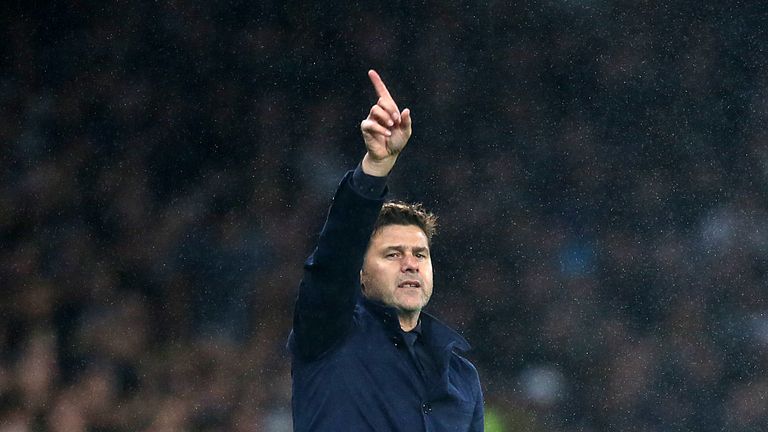 Tottenham Hotspur manager Mauricio Pochettino gestures on the touchline during the UEFA Champions League match at Tottenham Hotspur Stadium