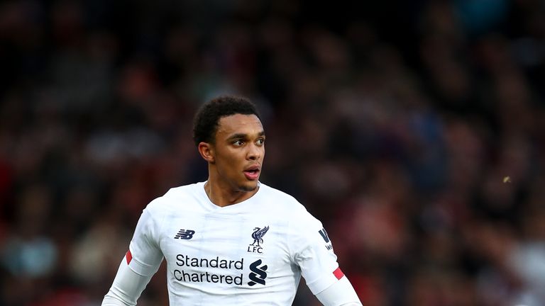 Trent Alexander-Arnold in Premier League action at Old Trafford