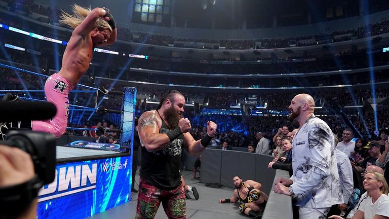 Tyson Fury was involved in a confrontation with WWE wrestler Braun Strowman at SmackDown