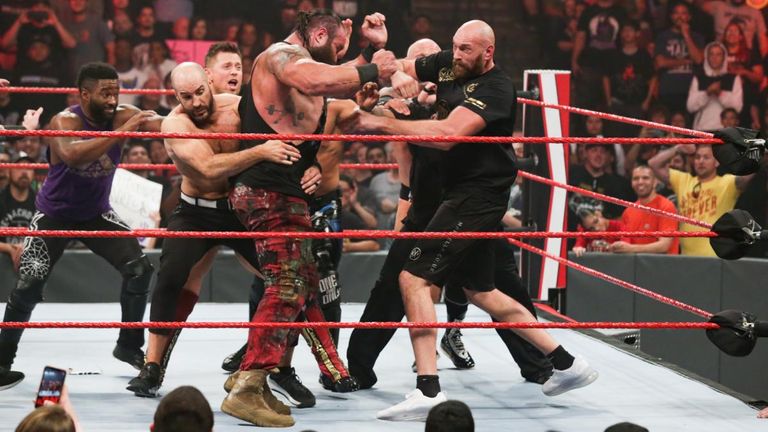 Boxing champion Tyson Fury and WWE superstar Braun Strowman were involved in a huge pull-apart brawl on Raw.