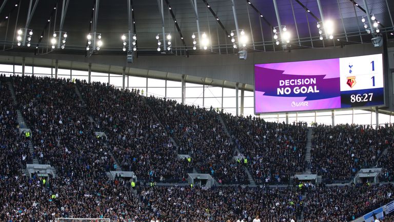 The screen shows incorrect information following a VAR check which was given as a goal