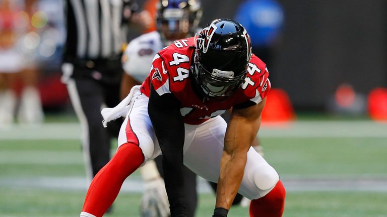 Vic Beasley, Atlanta Falcons at Mercedes-Benz Stadium on December 2, 2018 in Atlanta, Georgia.