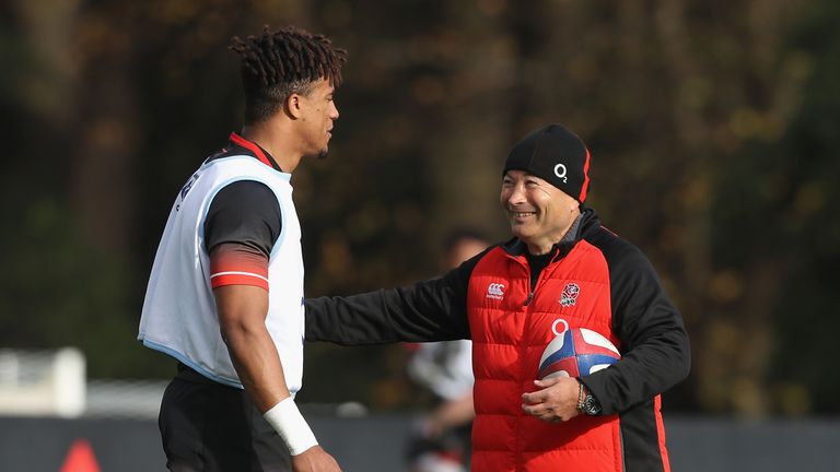 during the England training session held at Pennyhill Park on November 9, 2017 in Bagshot, England.