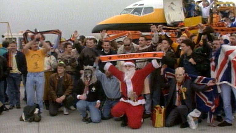 Photos from 'Airwolf 90' as Wolves fans chartered aeroplanes to fly to their New Year's Day game against Newcastle United