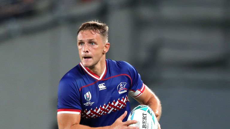 Russia fly-half Yury Kushnarev in action against Japan in the Rugby World Cup