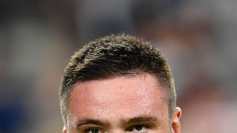 KOBE, JAPAN - SEPTEMBER 30: Scotland's Zander Fagerson during the pre match warm up before the Rugby World Cup 2019 Group A game between Scotland and Samoa at Kobe Misaki Stadium on September 30, 2019 in Kobe, Hyogo, Japan. (Photo by Ashley Western/MB Media/Getty Images)