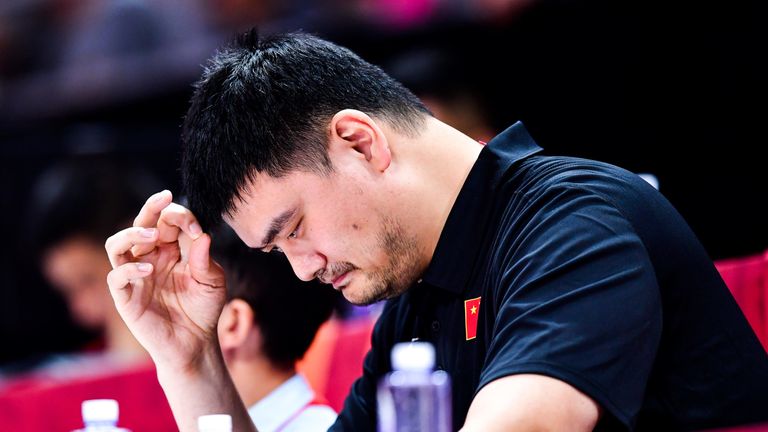 Yao Ming pictured watching China at the FIBA World Cup