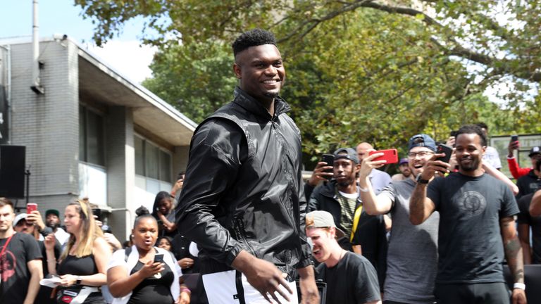 Zion Williamson pictured at a Jordan brand event in New York City
