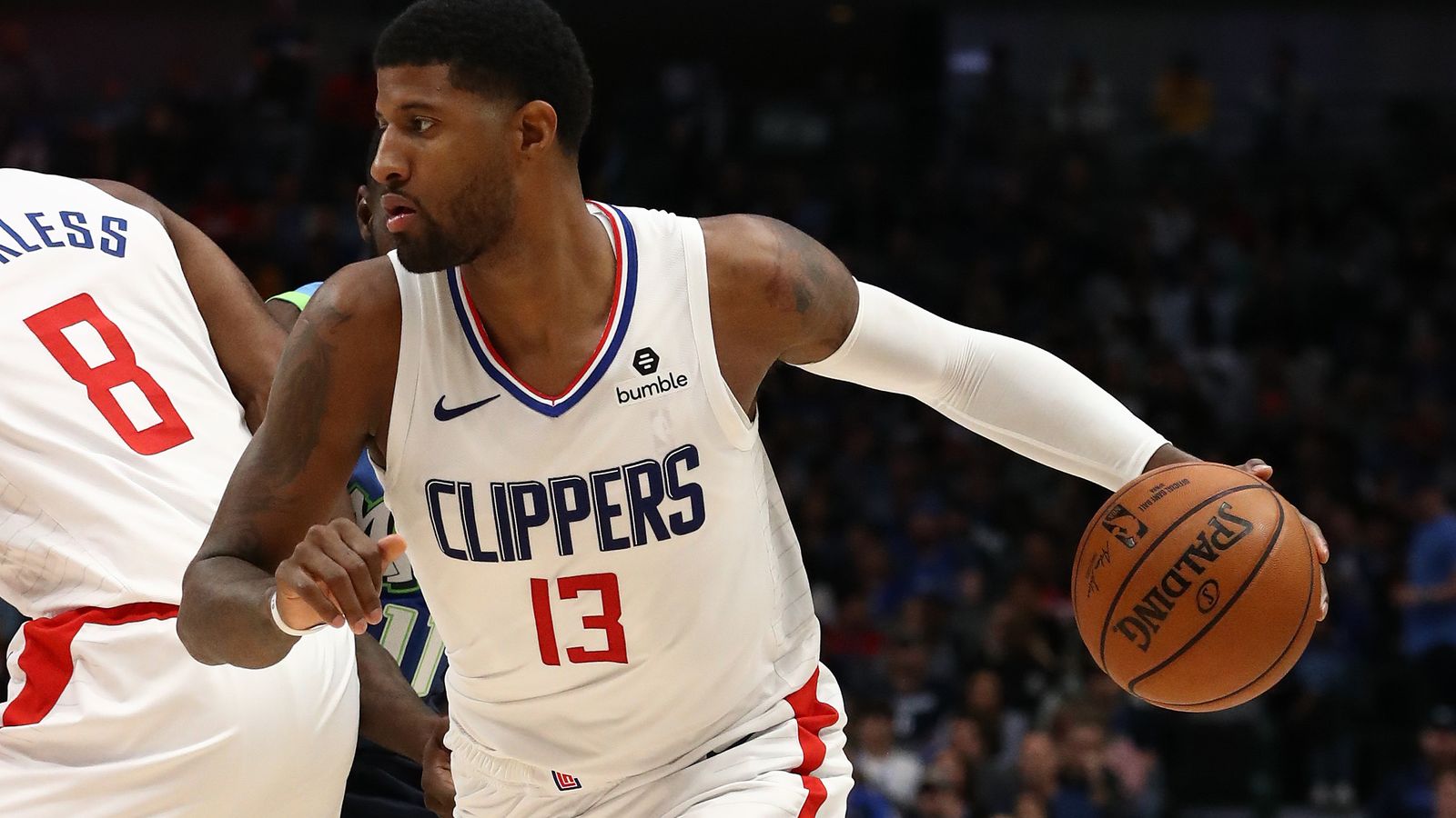 Clippers. Белая рубашка NBA Лос-Анджелес Клипперс. Paul George. Пол Джордж 6.