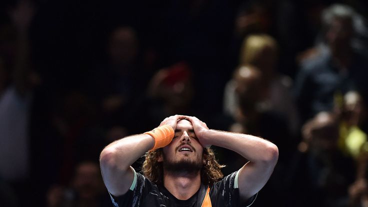 Stefanos Tsitsipas of Greece celebrates victory after his singles final match against Dominic Thiem of Austria during Day Eight of the Nitto ATP World Tour Finals at The O2 Arena on November 17, 2019 in London, England