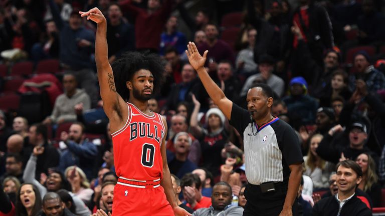 Coby White salutes the crowd after draining a three-pointer against the Knicks
