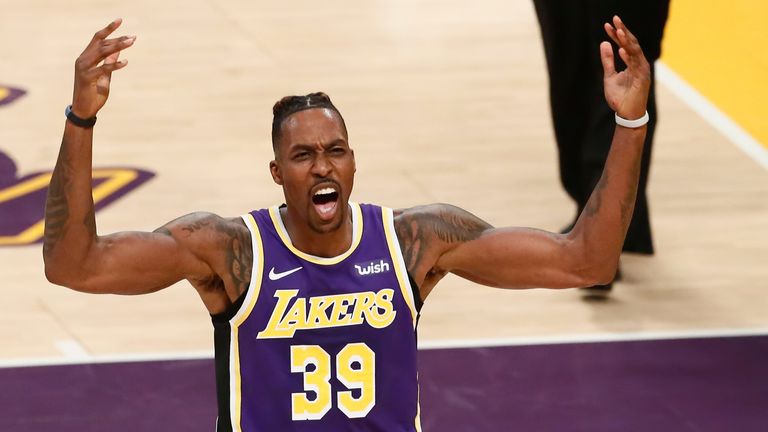 Dwight Howard in action for the Lakers at Staples Center