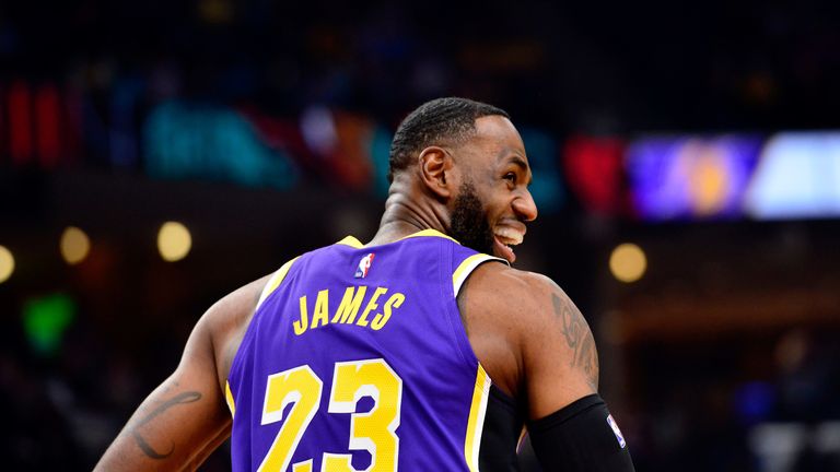 LeBron James celebrates the Lakers' narrow win over the Grizzlies