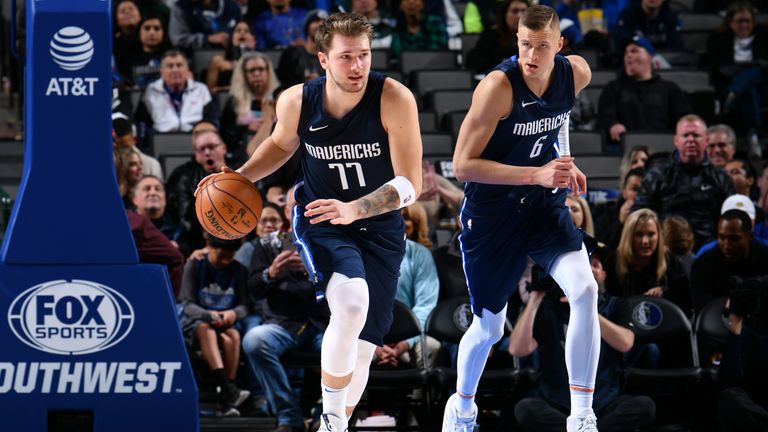 Luka Doncic and Kristaps Porzingis in action for the Dallas Mavericks