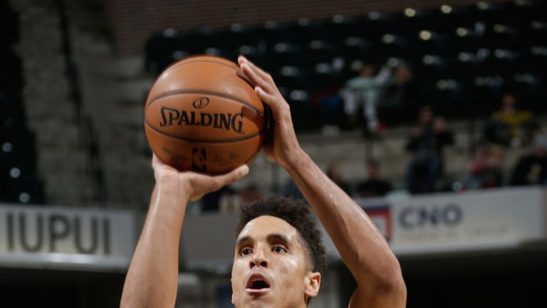 Malcolm Brogdon shoots a free throw for Indiana