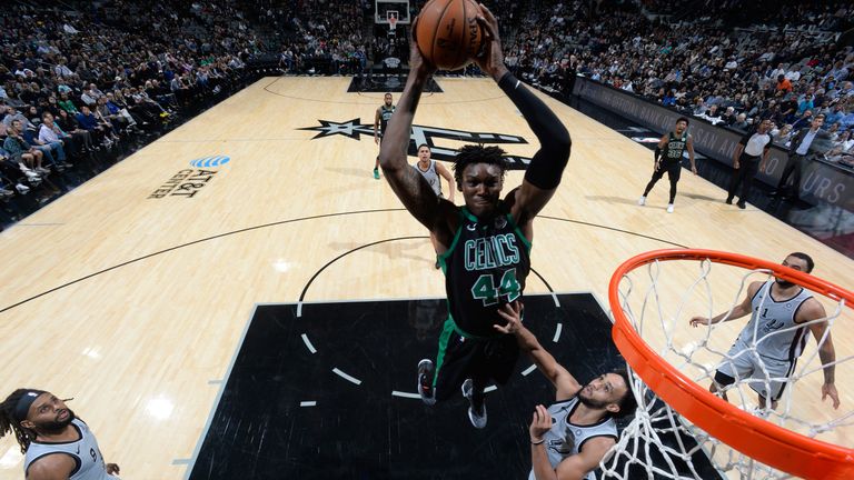 Robert Williams soars to throw own an emphatic dunk against San Antonio