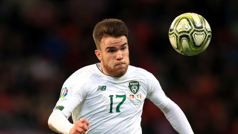 Republic of Ireland striker Aaron Connolly in action against Switzerland