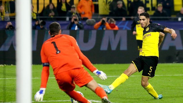 Achraf Hakimi scored twice for Borussia Dortmund 