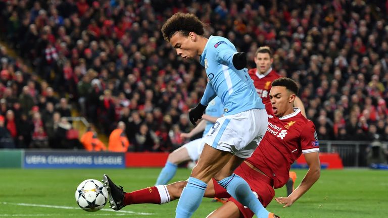 Alexander-Arnold kept Leroy Sane at bay during Liverpool's Champions League quarter-final first leg with Manchester City in April 2018