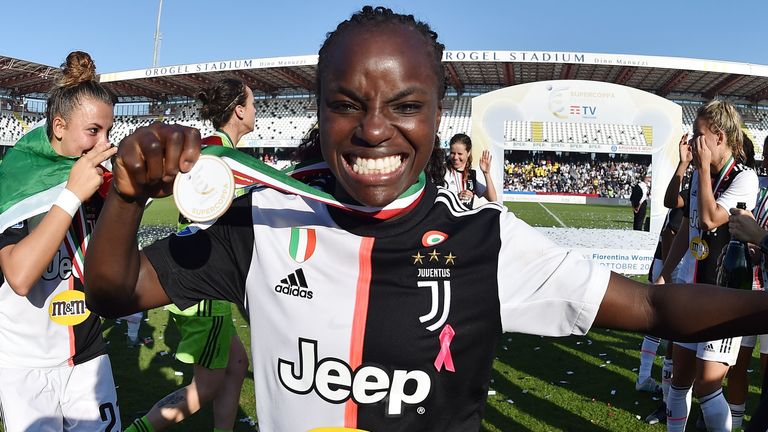 Aluko celebrates winning the Italian Supercup against Fiorentina in October