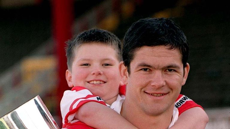Andy and Owen Farrell  together at Wigan in 1999