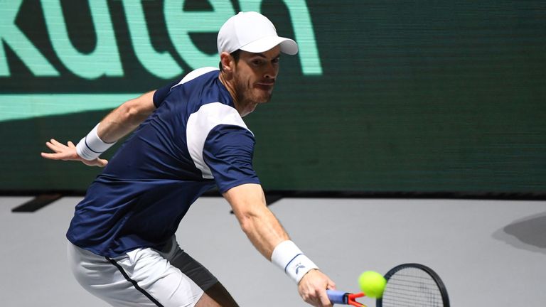 Andy Murray in action at the Davis Cup Finals in Madrid