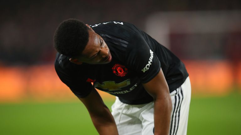 Anthony Martial in action for Manchester United against Sheffield United