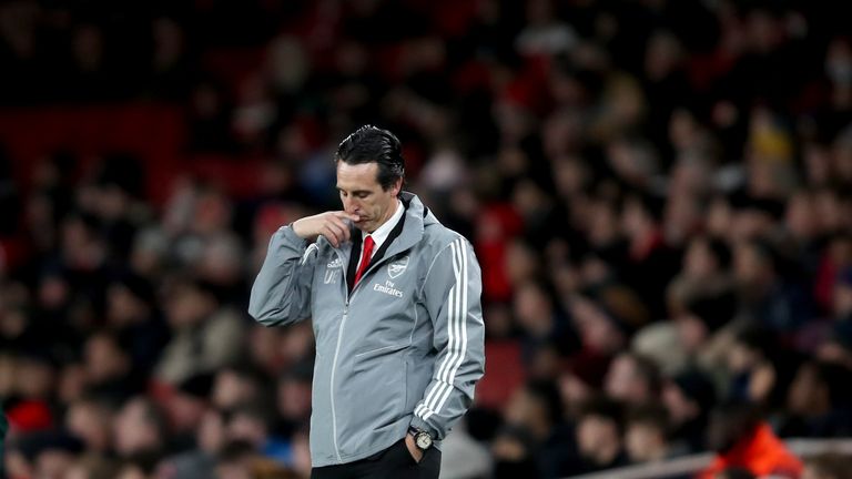 Arsenal manager Unai Emery during the Europa League defeat to Eintracht Frankfurt