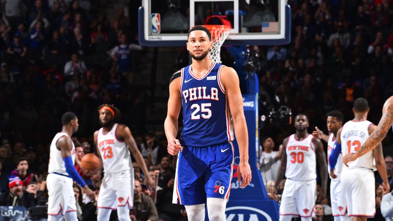 Ben Simmons of the Philadelphia 76ers during a game against the New York Knicks