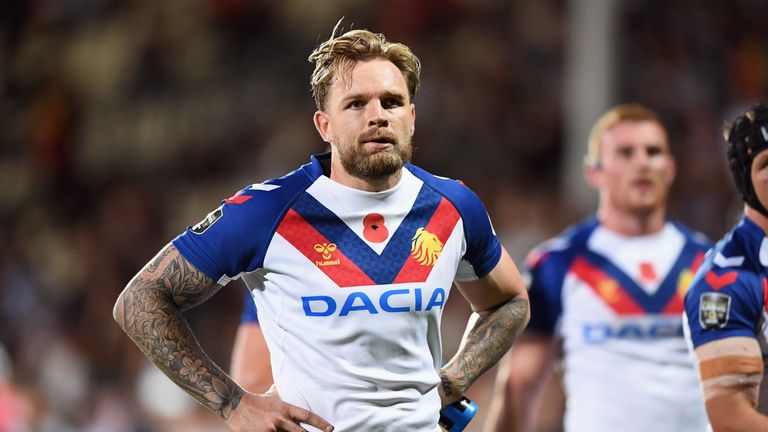 CHRISTCHURCH, NEW ZEALAND - NOVEMBER 09: Blake Austin of Great Britain looks dejected after conceding a try during the Rugby League Test match between the New Zealand Kiwis and the Great Britain Rugby League Lions at Orangetheory Stadium on November 09, 2019 in Christchurch, New Zealand. (Photo by Kai Schwoerer/Getty Images)